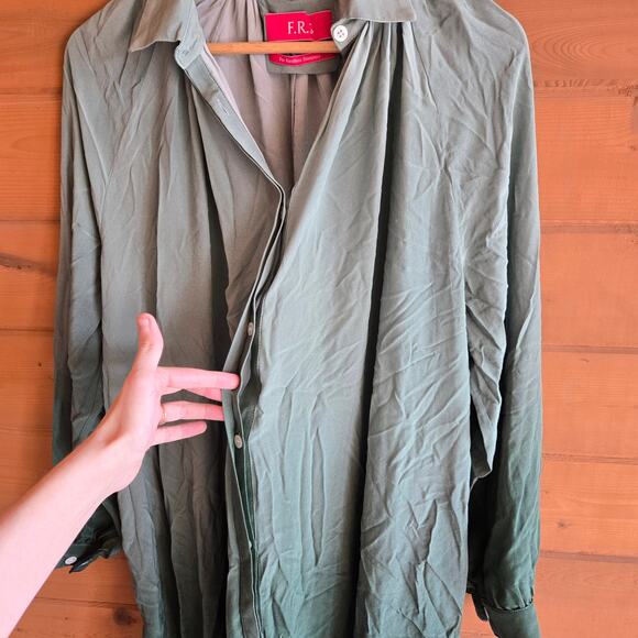 For Restless Sleepers Gradiant Tye & Dye Maxi Dress XS Silk Green Ombre Kaftan - Picture 5 of 7